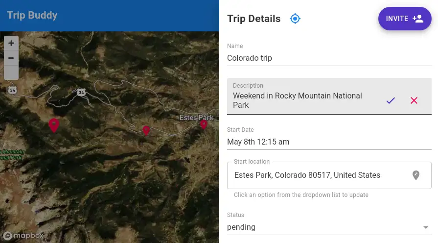 Trip Buddy application screenshot
